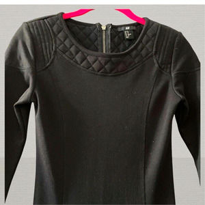 H&M Black Dress with Unique Quilted Accents Size XS